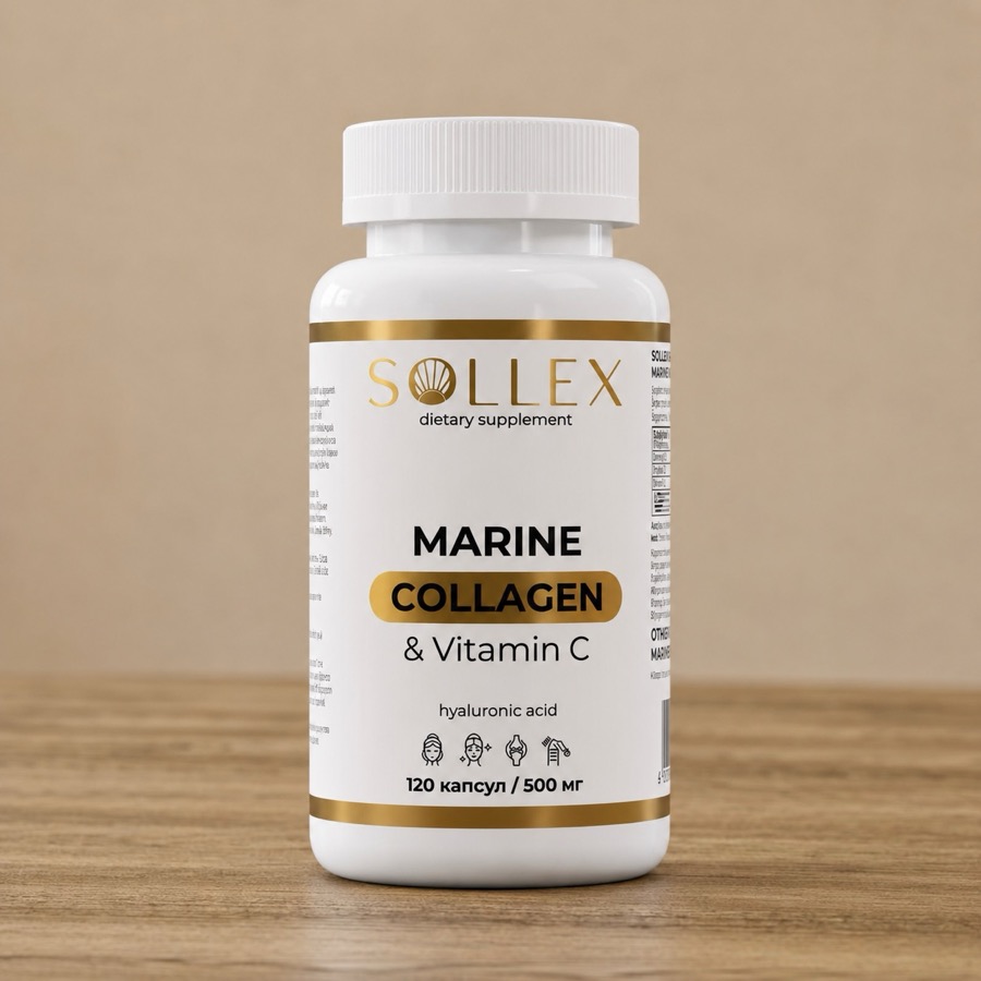 SOLLEX Marine Collagen & Vitamin C — морской коллаген 120 капсул
